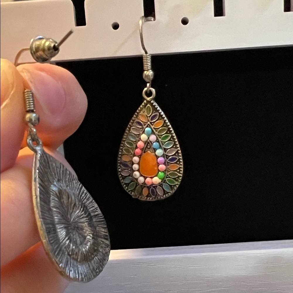 Colorful Teardrop Earrings - Picture 2 of 2